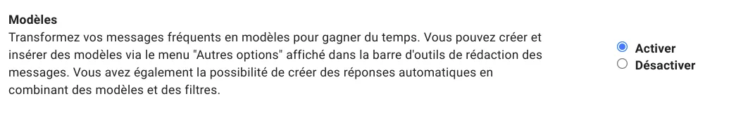option de modele de gmail