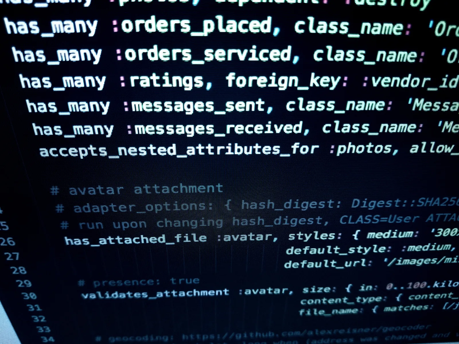 ecran avec du code