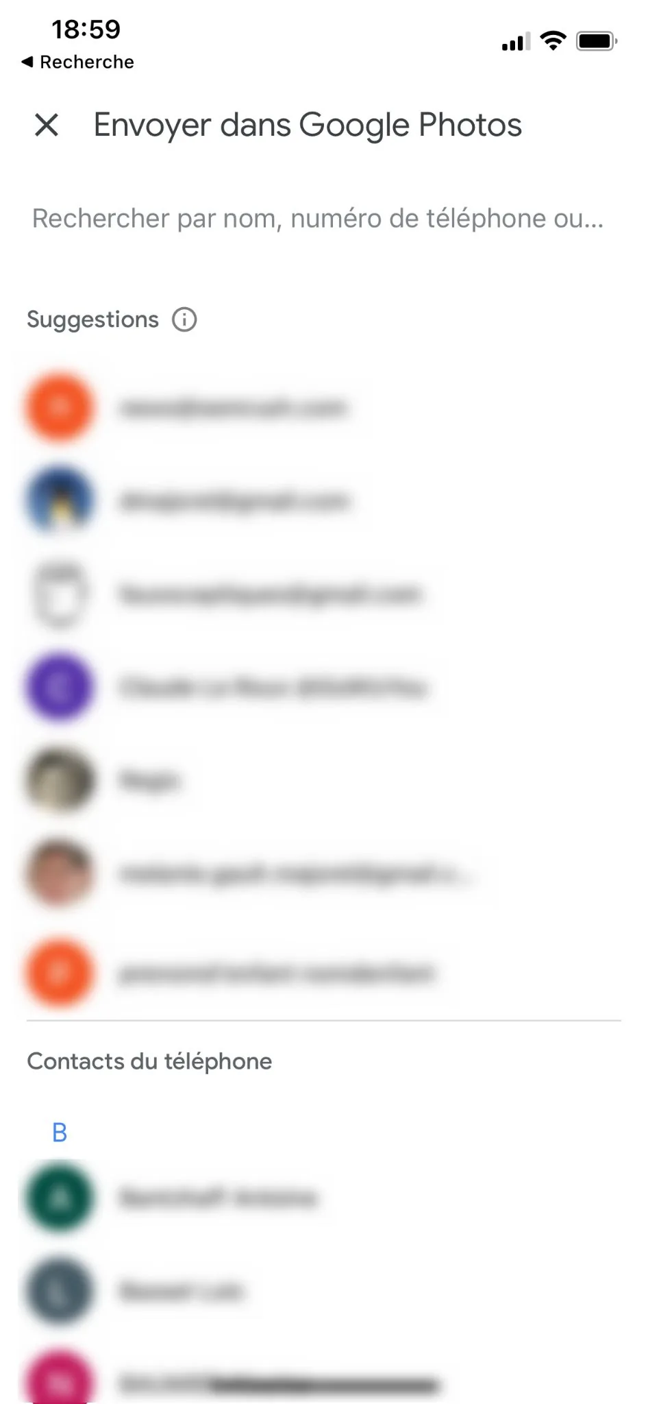 contacts sur smartphone