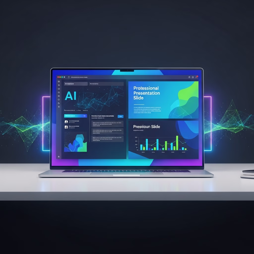 Un ordinateur g&eacute;n&eacute;rant automatiquement une pr&eacute;sentation gr&acirc;ce &agrave; l