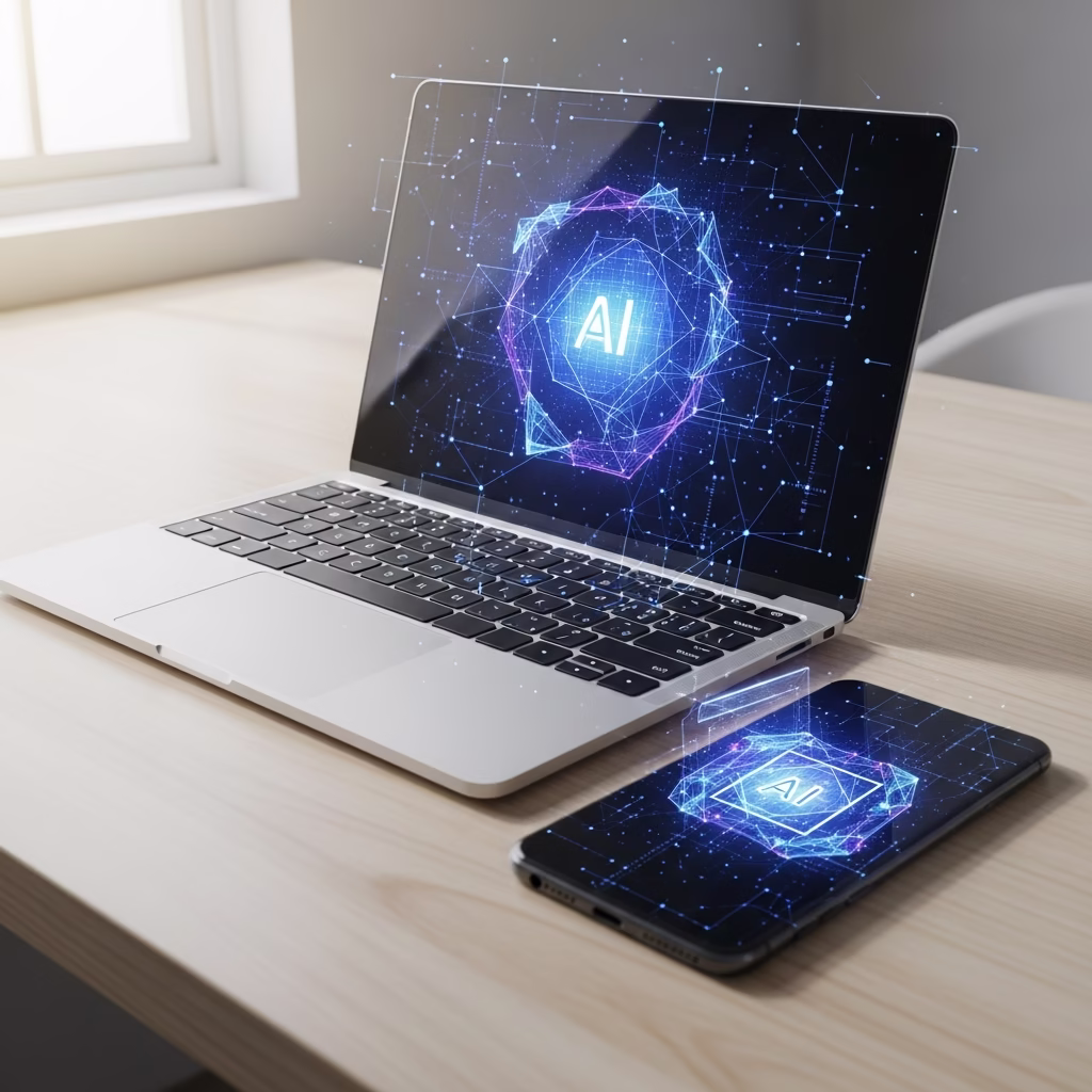 Un Googlebook et un smartphone Android affichant l