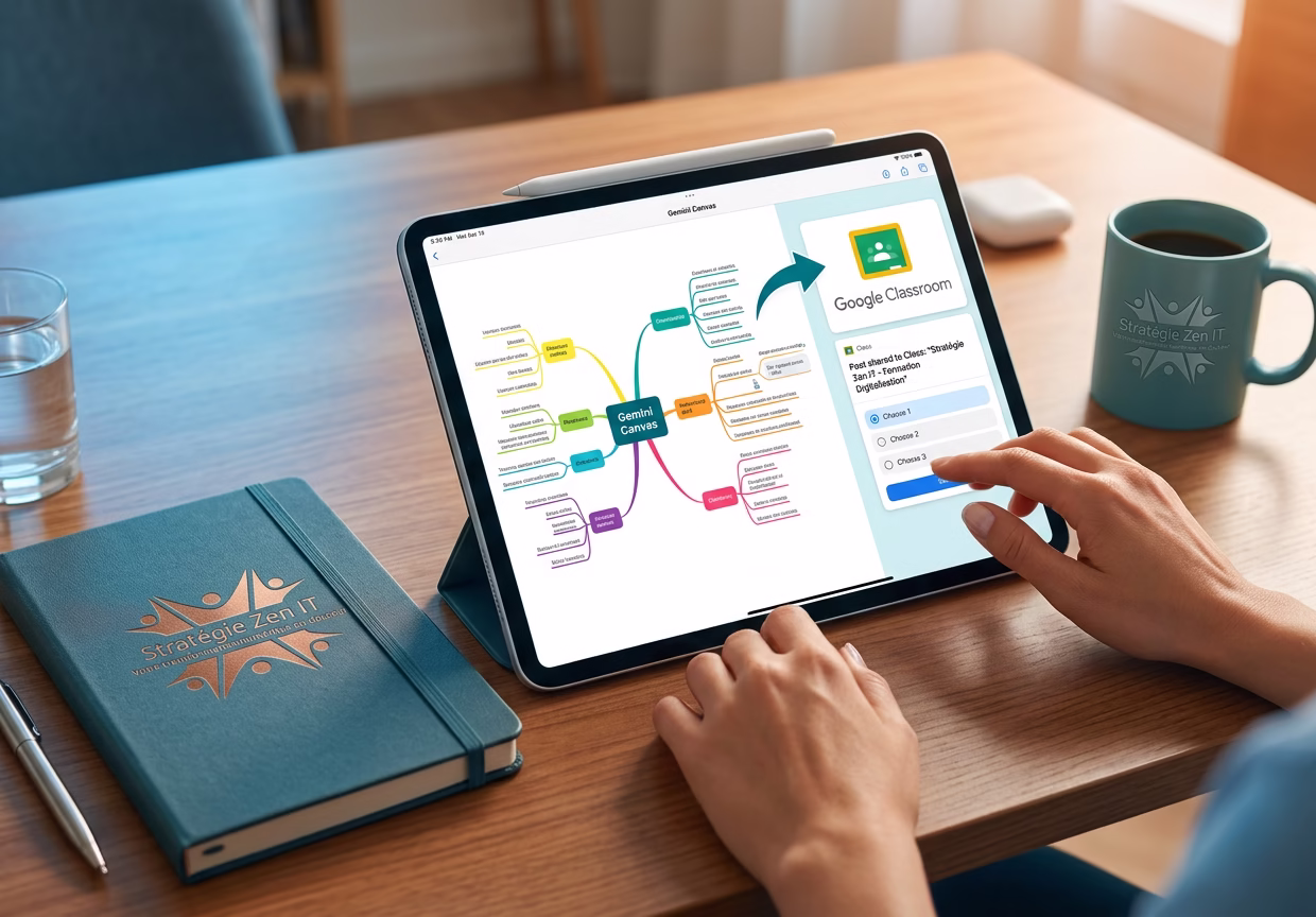 L'intégration de Gemini Canvas dans Google Classroom simplifie le partage pédagogique