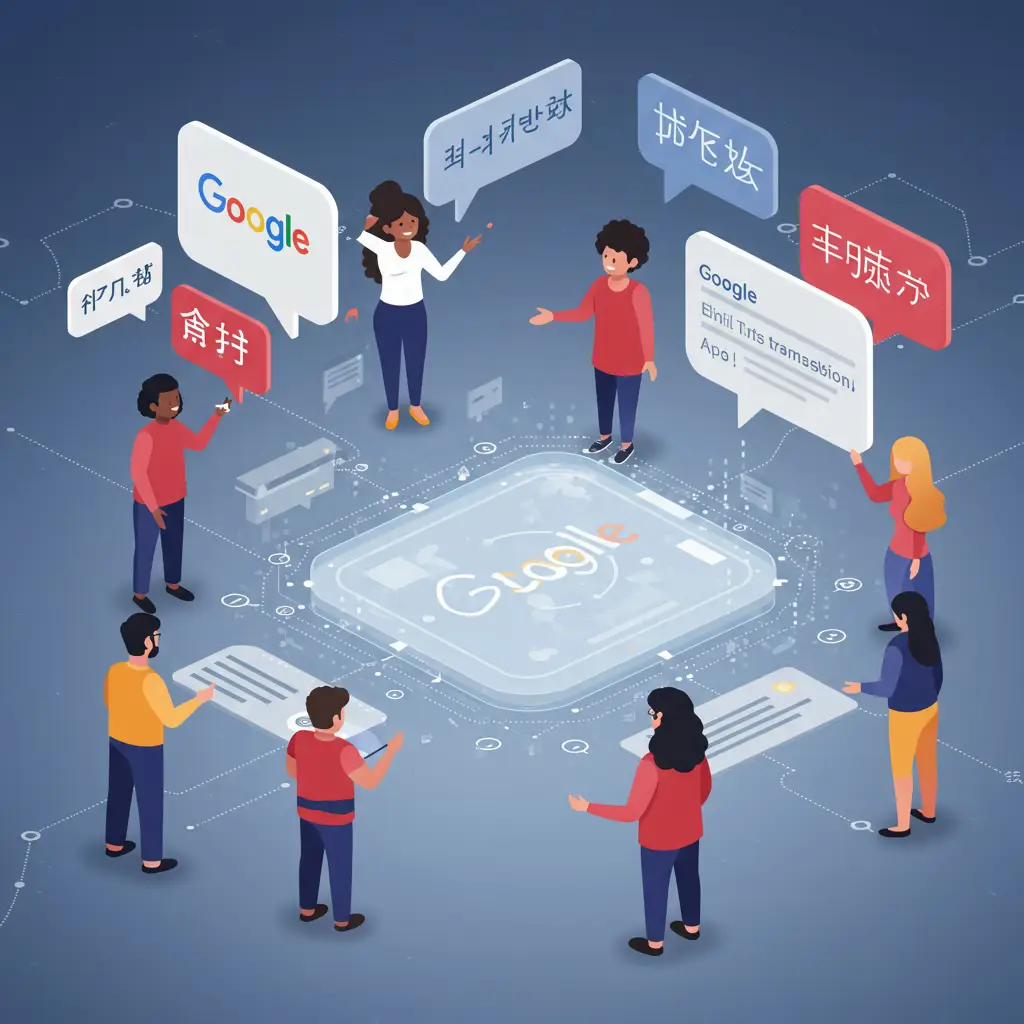 Interface Google Chat montrant la traduction automatique de messages entre plusieurs langues.