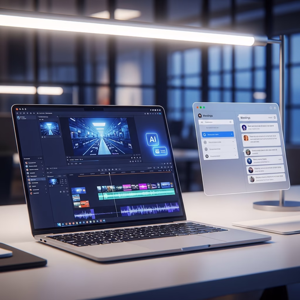 &Eacute;cran affichant les nouveaut&eacute;s vid&eacute;os de NotebookLM et Google Chat.