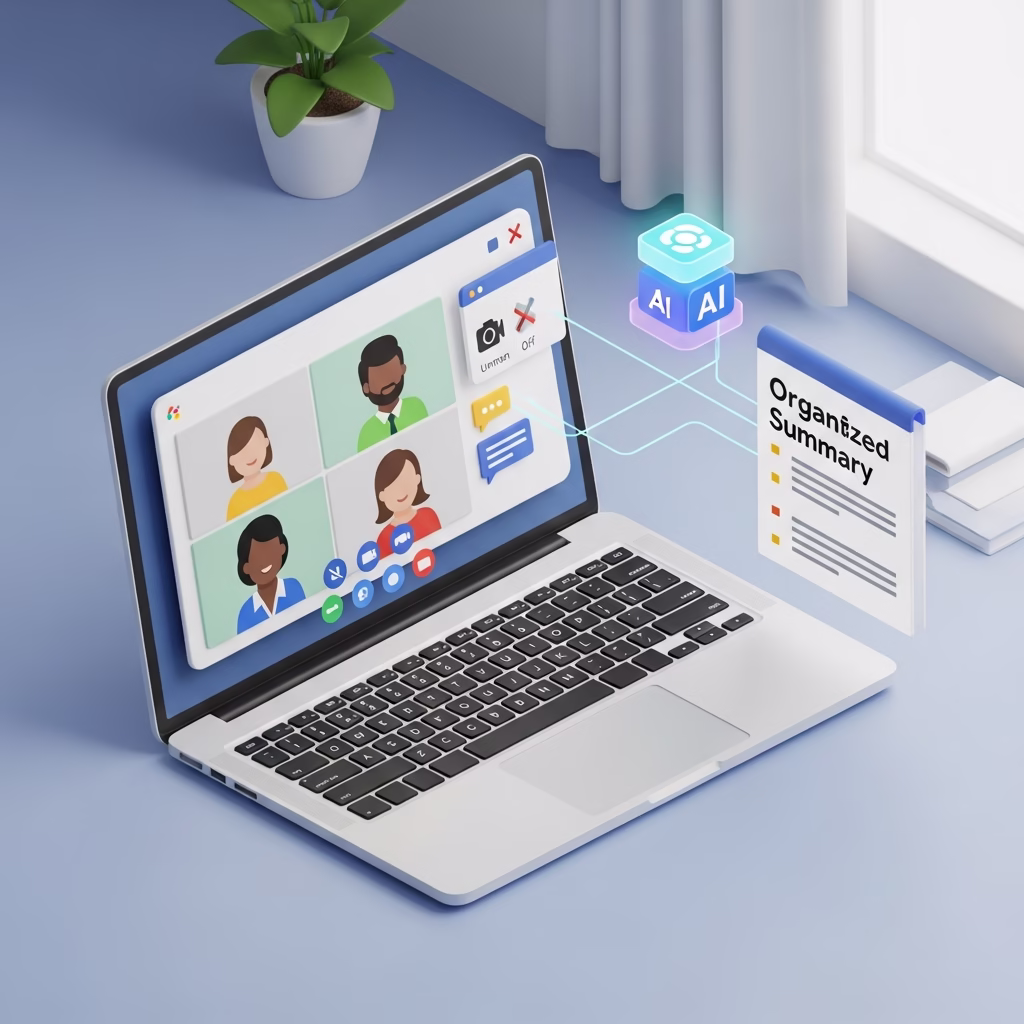 Interface de personnalisation des notes de r&eacute;union g&eacute;n&eacute;r&eacute;es par IA sur Google Meet