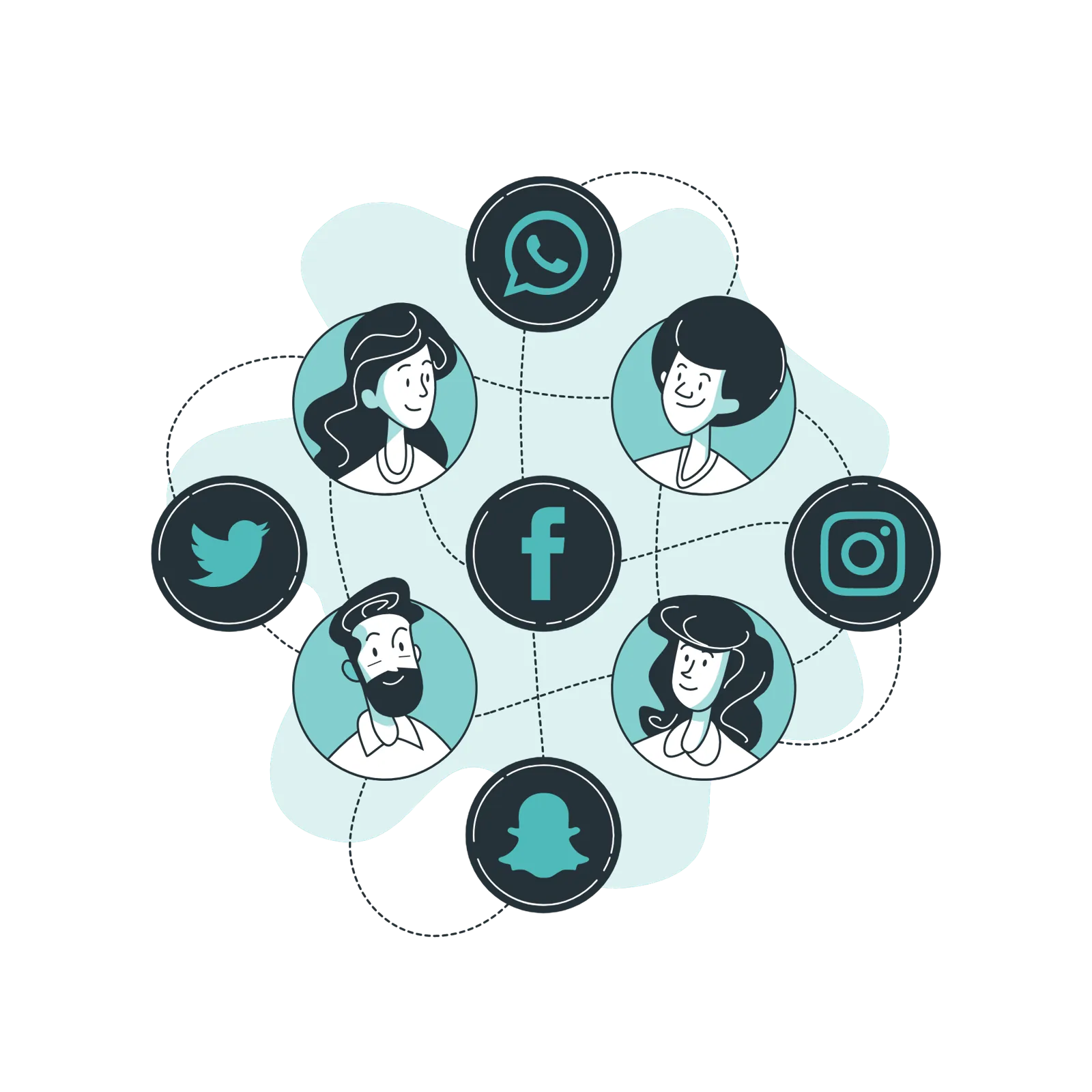 illustration internet et reseaux sociaux avec des ados