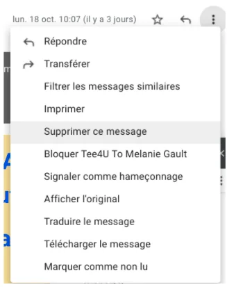 menu gmail signaler spam hameconnage