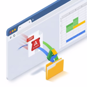 Illustration sauvegarde directe PDF Chrome vers Google Drive et nouvelles fonctions Sheets