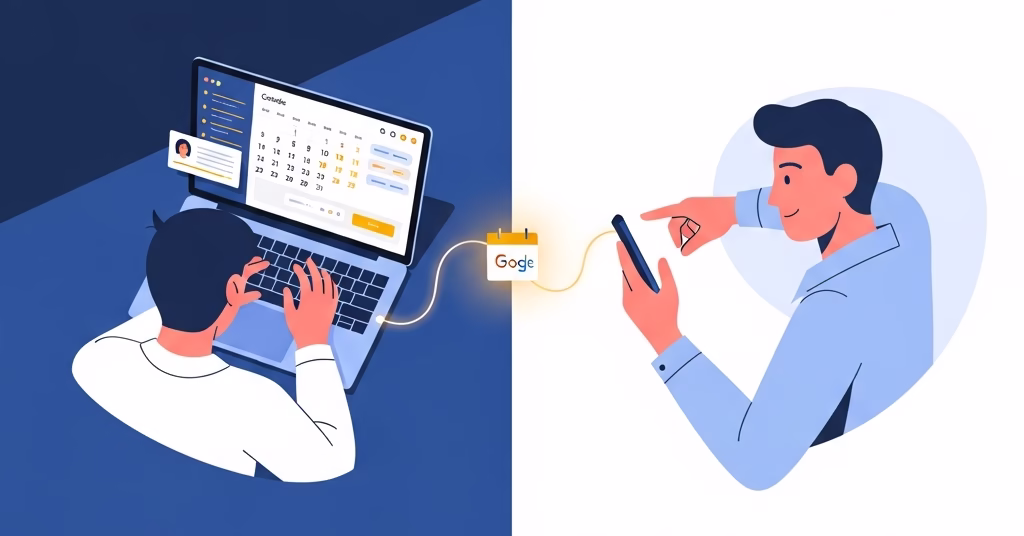 Illustration d'un assistant et d'un dirigeant gérant un agenda partagé.