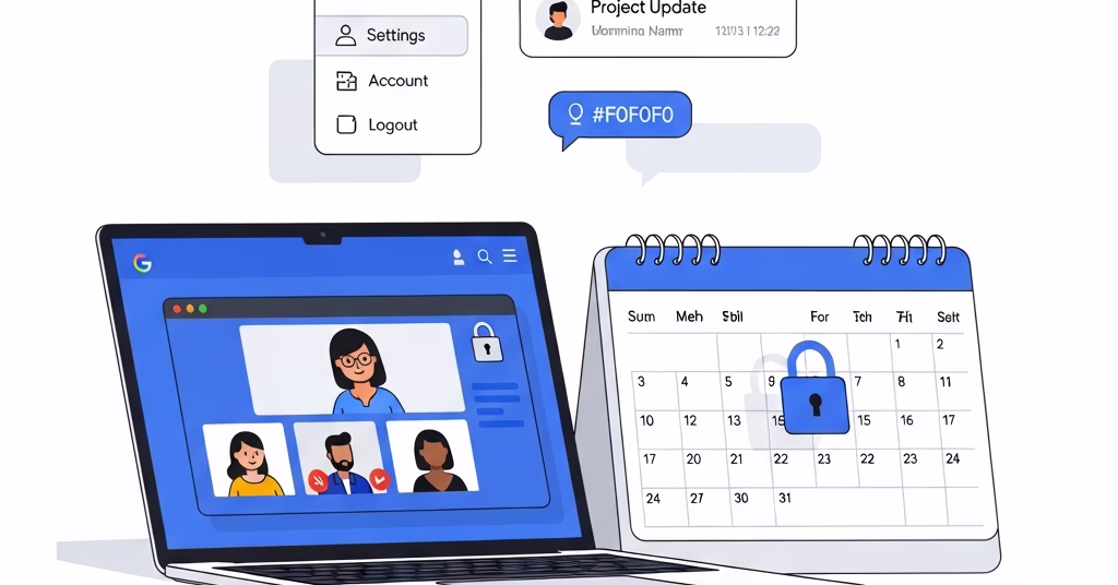 Interface illustrant la connexion sécurisée entre Google Meet et Google Agenda.