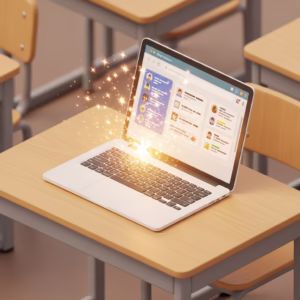 Interface de Google Classroom avec l'icône de l'intelligence artificielle Gemini sur un écran