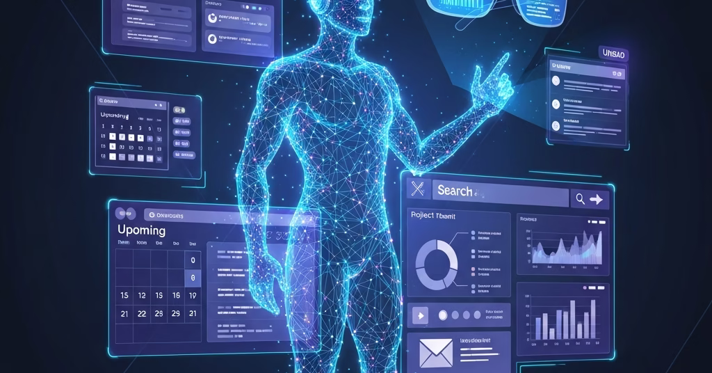 Illustration de l'intelligence artificielle Gemini agissant comme un agent.