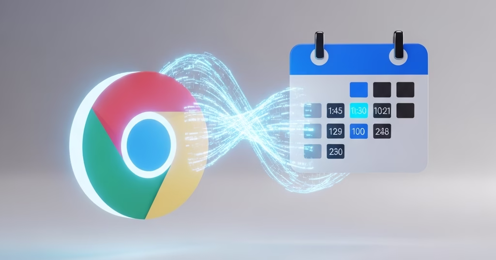 Illustration de l'automatisation de Google Workspace avec Chrome et Google Agenda.