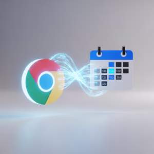 Illustration de l'automatisation de Google Workspace avec Chrome et Google Agenda.