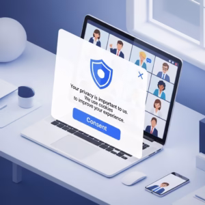 Fenêtre de consentement pour l'enregistrement et la transcription sur Google Meet.