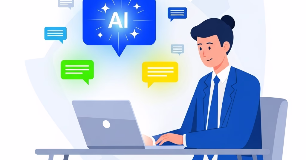 Illustration de l'intégration de l'IA Gemini dans une application de messagerie professionnelle.