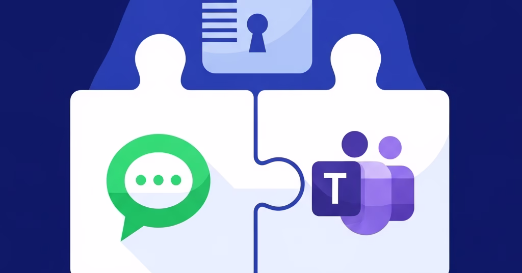 Illustration de la connexion entre Google Chat et Microsoft Teams