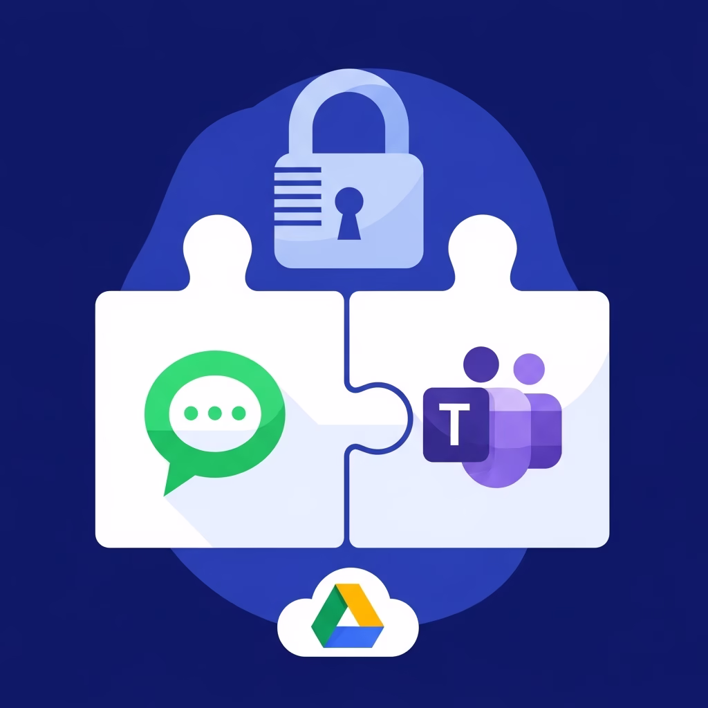 Illustration de la connexion entre Google Chat et Microsoft Teams