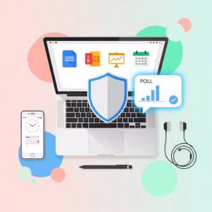 Illustration des nouveautés Google Workspace incluant la sécurité et le chat