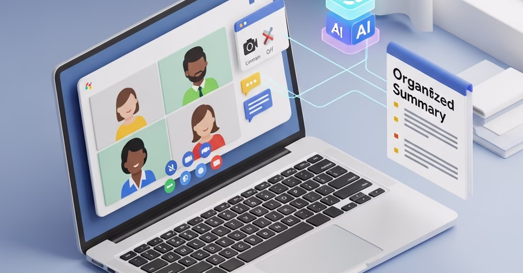 Interface de personnalisation des notes de réunion générées par IA sur Google Meet